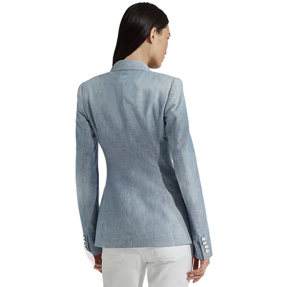 Ralph Lauren Collection Camden Chambray Indigo Blazer Double Breasted 12 - Picture 5 of 16